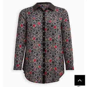 🆕💀 🌹2X BETSEY JOHNSON FLORAL SKULLS TUNIC BLOUSE 🌹 💀